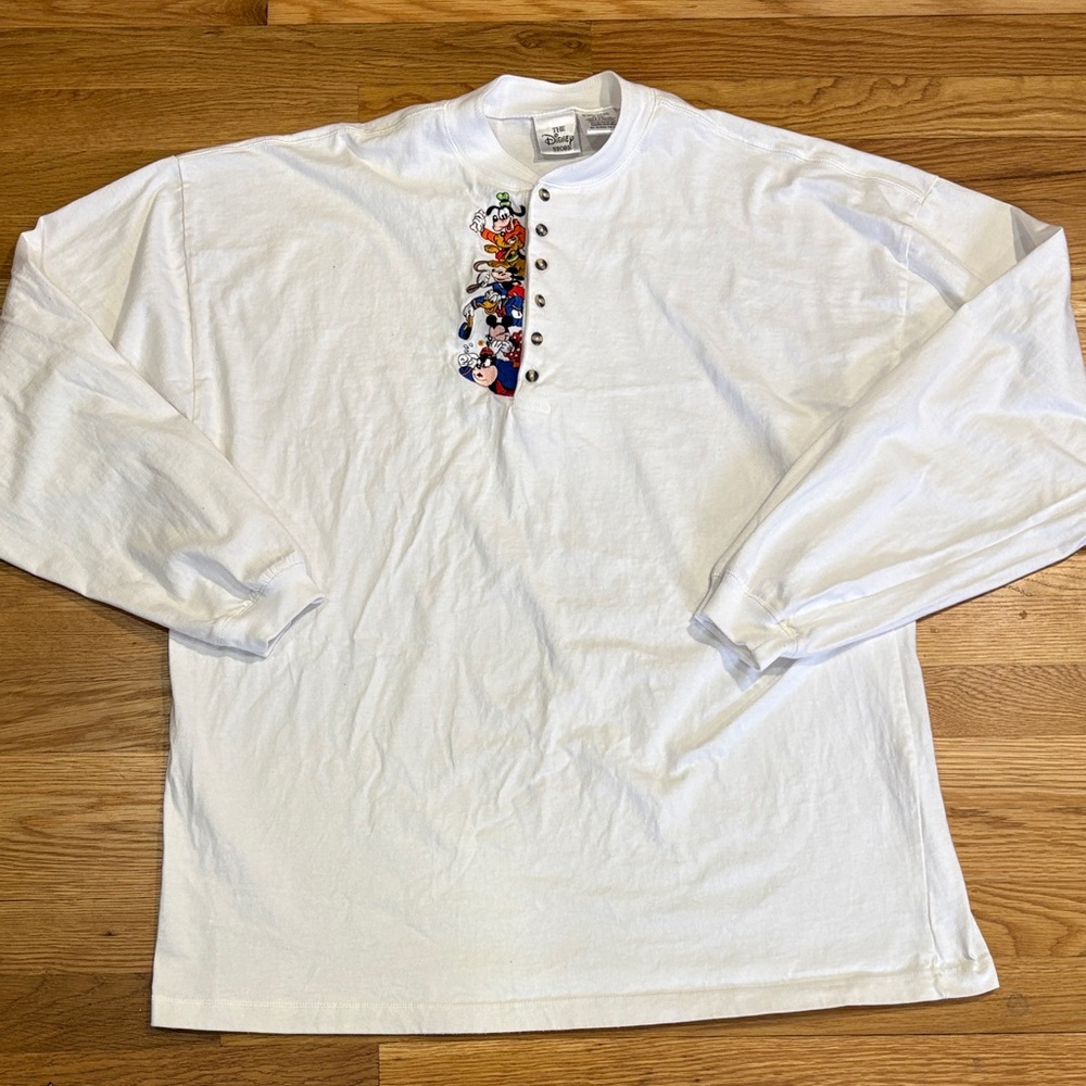 White Long Sleeve Men's Shirt with Character Design